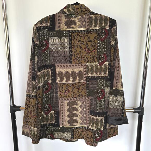 Vtg Y2K Fashion Bug Patchwork Maximalist Paisley Bohemian Blazer Jacket 18/20 - Picture 3 of 9